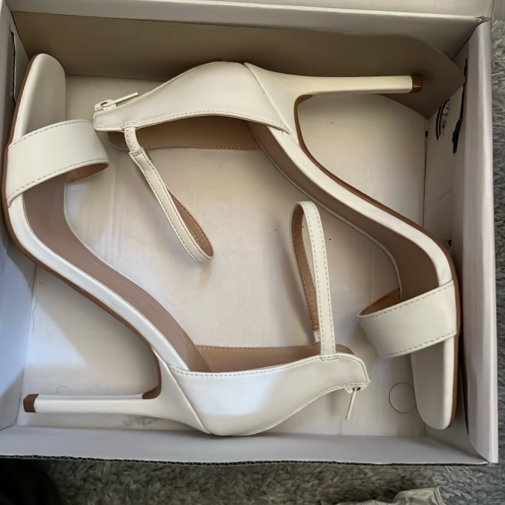White strappy heels
